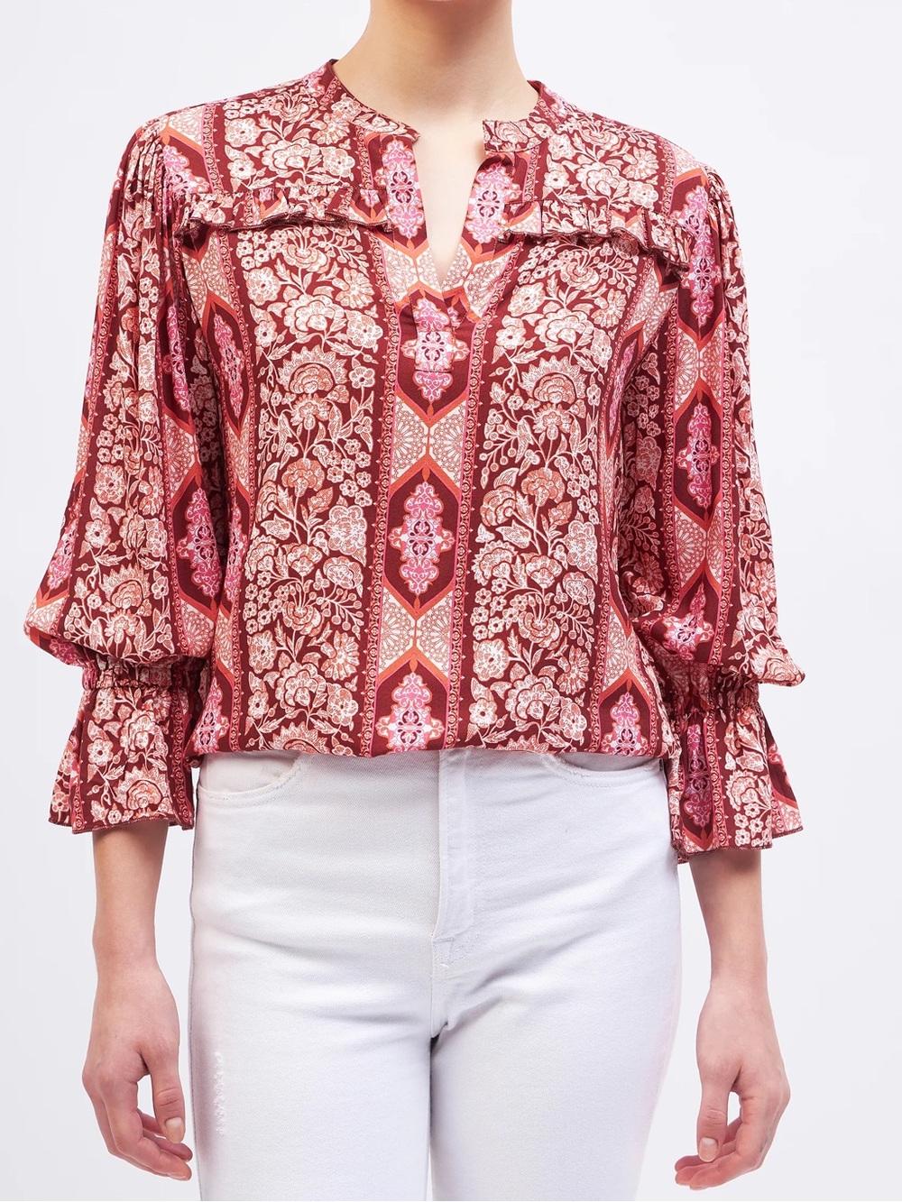 NEW Beyond by Vera Stella Top Arabesque Maroon NWT Womens XL Luxury Fall